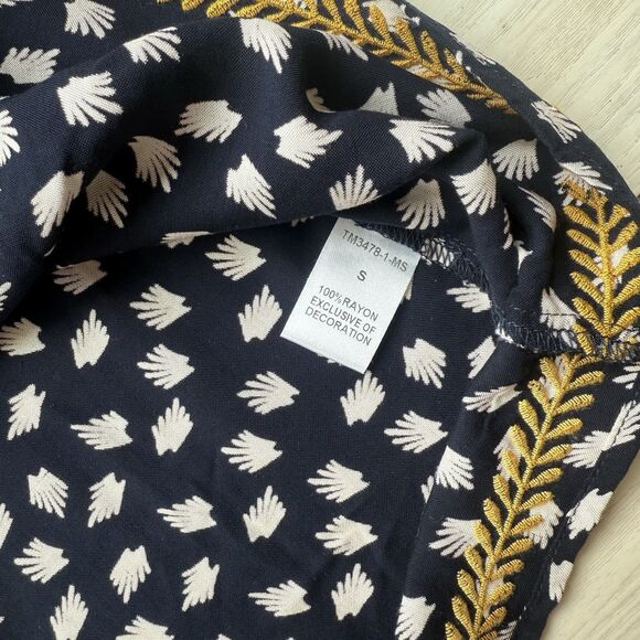 THML Navy Blue Women’s Small Silvano Embroidered Yellow Boho Tank Top Tassels - Picture 6 of 9